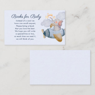 Blue Boy Elephant Plane Books for Baby Baby shower Informatiekaartje