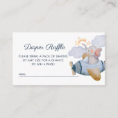Blue Boy Elephant Plane Diaper Raffle Baby shower Informatiekaartje (Voorkant)