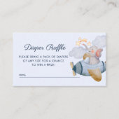 Blue Boy Elephant Plane Diaper Raffle Baby shower Informatiekaartje (Voorkant)
