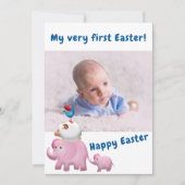 Blue Boy First Easter Welcome Photo Baby Birth Aankondiging (Voorkant)