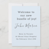 Blue Boy First Easter Welcome Photo Baby Birth Aankondiging (Achterkant)