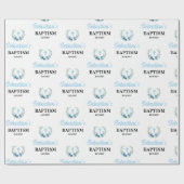 Blue Boy Floral Baptism Cadeaupapier (Vlak)