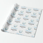 Blue Boy Floral Baptism Cadeaupapier (Uitgerold)