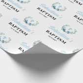 Blue Boy Floral Baptism Cadeaupapier (Hoek)