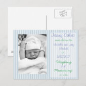 Blue Boy Geboorteaankondiging Briefkaart (Voorkant / Achterkant)