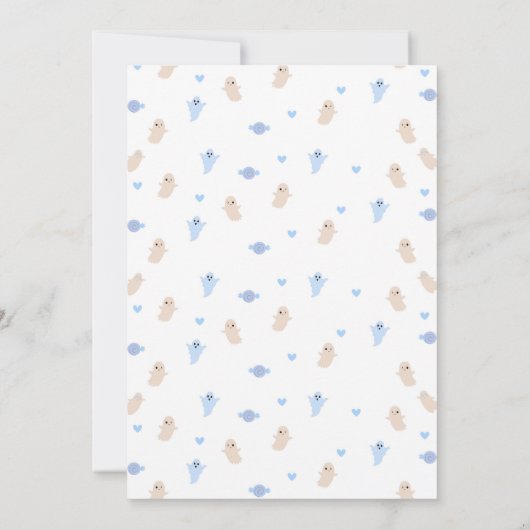 Blue Boy Ghost Halloween Verjaardag Uitnodiging (Achterkant)