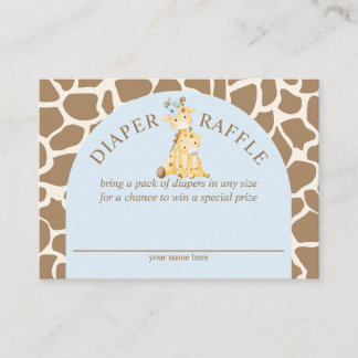 Blue Boy Giraffe Diaper Raffle Enclosure Kaart
