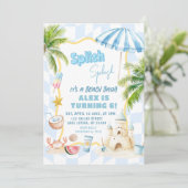 Blue Boy Groovy Beach Party Verjaardag Bash Kaart (Staand voorkant)