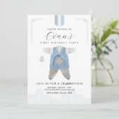 Blue Boy Hanbok Doljanchi eerste verjaardag Kaart (Staand voorkant)