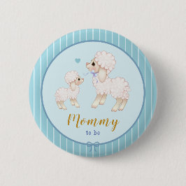 Blue Boy Lamb Baby shower mama om Button te zijn