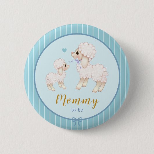 Blue Boy Lamb Baby shower mama om Button te zijn (Voorkant)