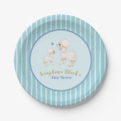 Blue Boy Lamb Baby shower Paper Borden Papieren Bordje (Voorkant)