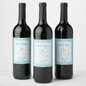 Blue Boy Lamb Baby shower Wine Label Wijn Etiket (Flessen)