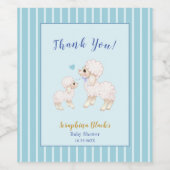 Blue Boy Lamb Baby shower Wine Label Wijn Etiket (Enkel label)