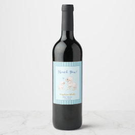 Blue Boy Lamb Baby shower Wine Label Wijn Etiket