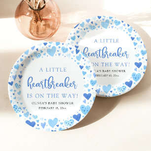 Blue Boy Little Heartbreaker Valentijn Baby shower Papieren Bordje