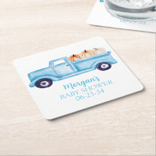 Blue Boy Little Pumpkin Schattige Baby shower Kartonnen Onderzetters