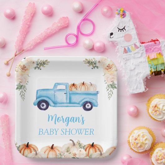 Blue Boy Little Pumpkin Schattige Baby shower Papieren Bordje (Feest)