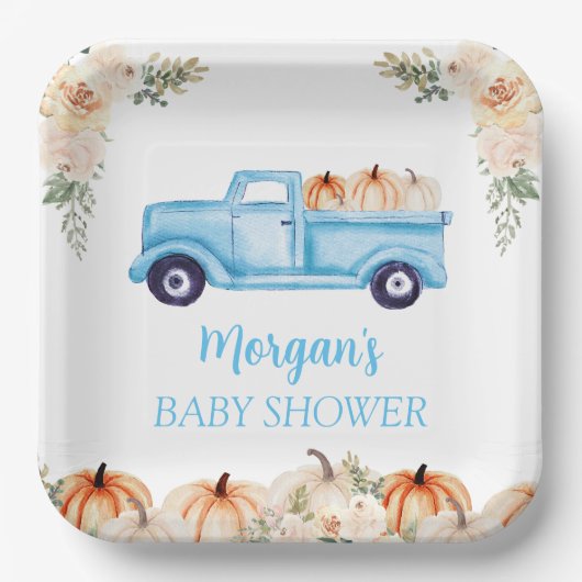 Blue Boy Little Pumpkin Schattige Baby shower Papieren Bordje (Voorkant)