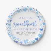 Blue Boy Little Sweetheart Valentijn Baby shower Papieren Bordje (Voorkant)