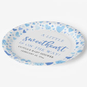 Blue Boy Little Sweetheart Valentijn Baby shower Papieren Bordje (Gekanteld)