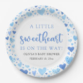 Blue Boy Little Sweetheart Valentijn Baby shower Papieren Bordje (Voorkant)