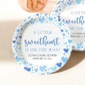Blue Boy Little Sweetheart Valentijn Baby shower Papieren Bordje
