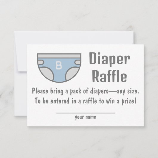 Blue Boy Luier Raffle Baby shower Behuizing Kaart (Voorkant)
