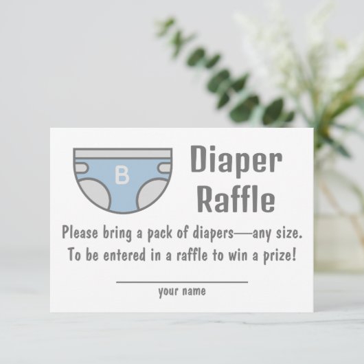 Blue Boy Luier Raffle Baby shower Behuizing Kaart (Staand voorkant)