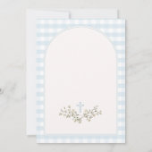 Blue Boy Modern Greenery Doop Gingham Kaart (Achterkant)