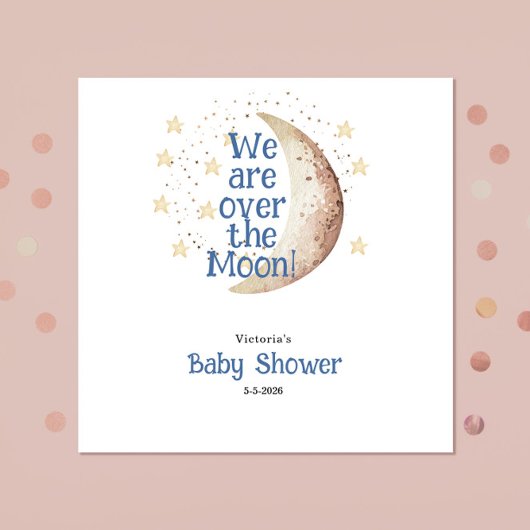 Blue Boy Moon Baby shower Papier Servet