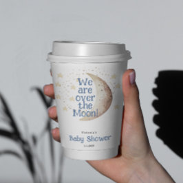 Blue Boy Moon Baby shower Papieren Bekers