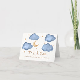 Blue Boy Moon Stars Twinkle Twinkle Baby shower Bedankkaart