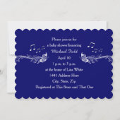 Blue Boy Musical Butterfly Baby shower Invitation Kaart (Achterkant)