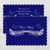 Blue Boy Musical Butterfly Baby shower Invitation Kaart (Voorkant / Achterkant)
