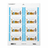 Blue boy Oerwoud Dieren Waterfles Favor Etiket (Full Sheet)