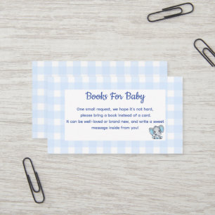 Blue Boy Olifant Boeken voor Baby Shower Bijlage Visitekaartje