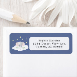 Blue Boy Olifant Kleine Pinda Baby shower Etiket