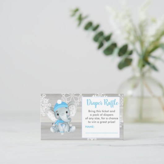 Blue Boy Olifant luier loterij ticket rustiek Informatiekaartje (Staand voorkant)