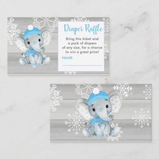 Blue Boy Olifant luier loterij ticket rustiek Informatiekaartje (Voorkant / Achterkant)