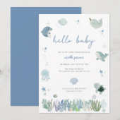 Blue Boy Onder het Zee Baby shower Uitnodiging (Voorkant / Achterkant)