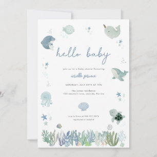 Blue Boy Onder het Zee Baby shower Uitnodiging