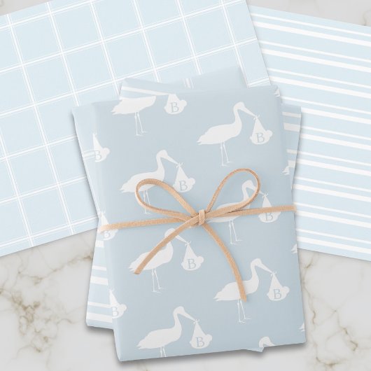 Blue Boy Ooievaar Baby shower Verpakking Papier Bl Inpakpapier Vel