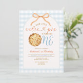 Blue Boy Our Little Cutie Pie Gingham 1e verjaarda Kaart (Staand voorkant)