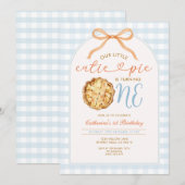 Blue Boy Our Little Cutie Pie Gingham 1e verjaarda Kaart (Voorkant / Achterkant)