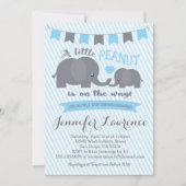 Blue Boy Peanut Elephant Baby shower-uitnodiging Kaart (Voorkant)