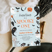 Blue Boy Photo Halloween Spooky One 1st Birthday Kaart