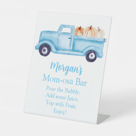 Blue Boy Pompoen Baby shower Mom-osa Bar Reclamebord Met Voetstuk