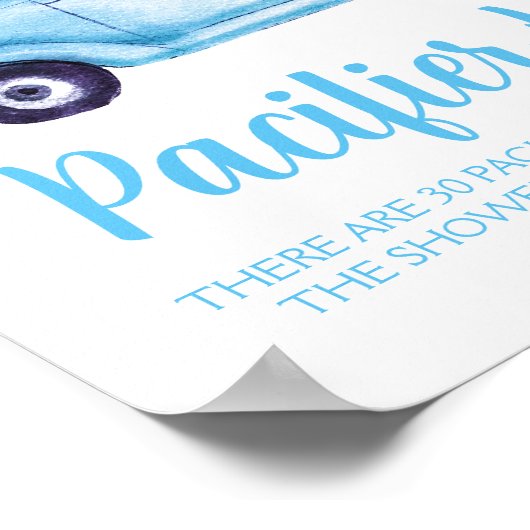 Blue Boy Pompoen Fopspeen Hunt Baby shower Spel Poster (Hoek)