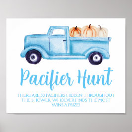 Blue Boy Pompoen Fopspeen Hunt Baby shower Spel Poster